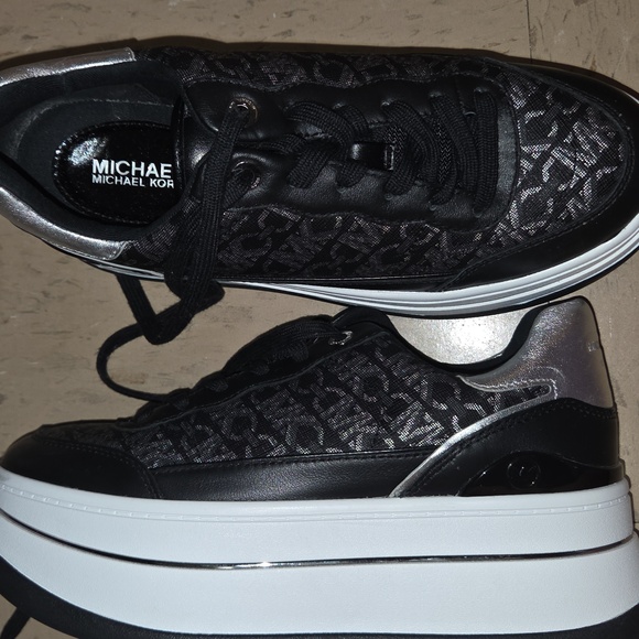 New Michael Kors Women's Black and Gray Platform Sneakers - Picture 2 of 8